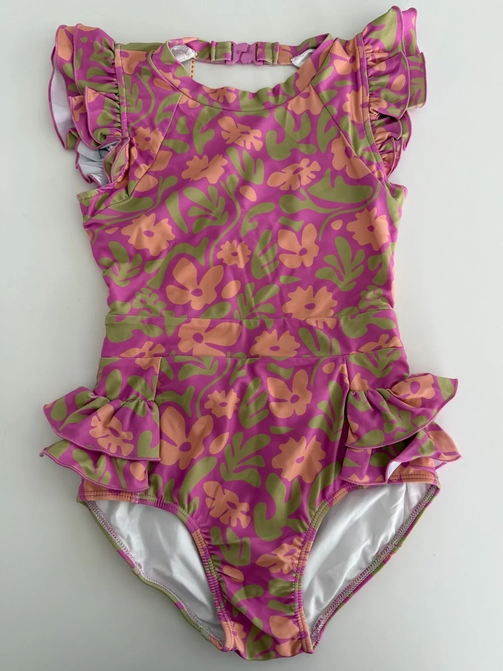 Girls Flutter Sleeve One-Piece Swimsuit